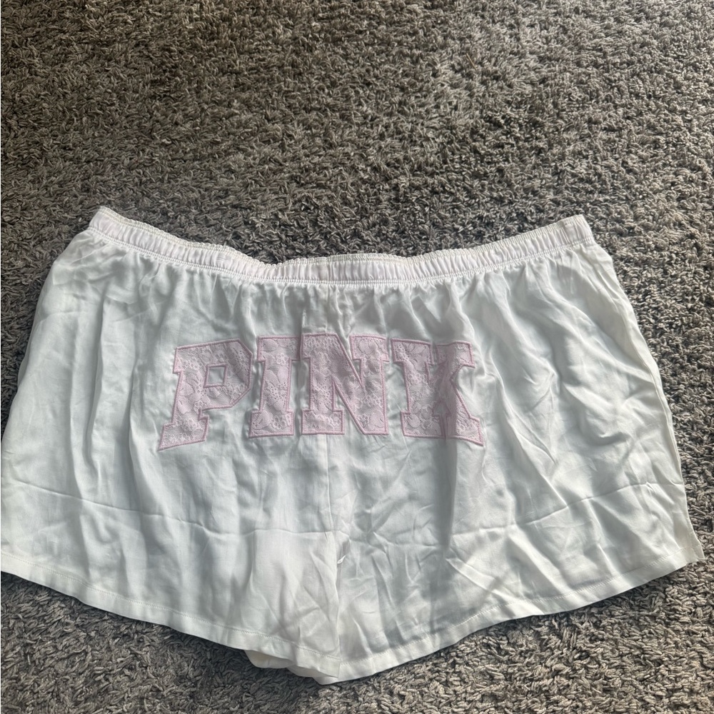 PINK Victoria's Secret White Boxer Sleep Shorts